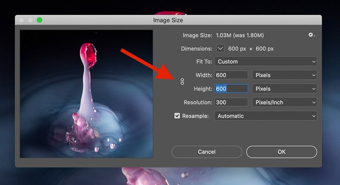 How to keep the aspect ratio of an image when resizing in photoshop