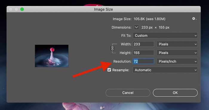 Changing the resolution of an image in photoshop