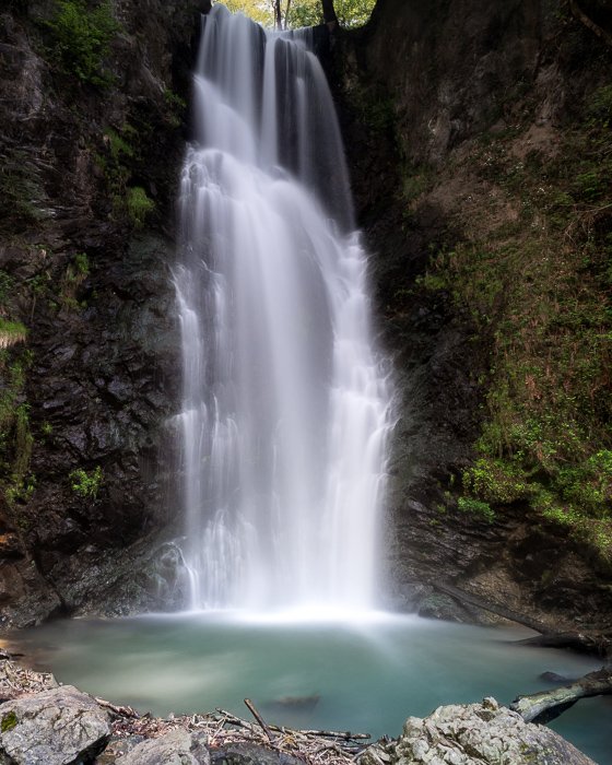 A beautiful flowing waterfall