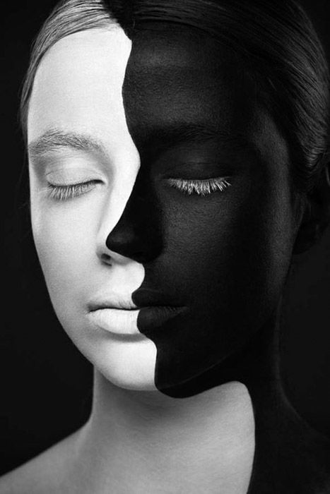 black and white face