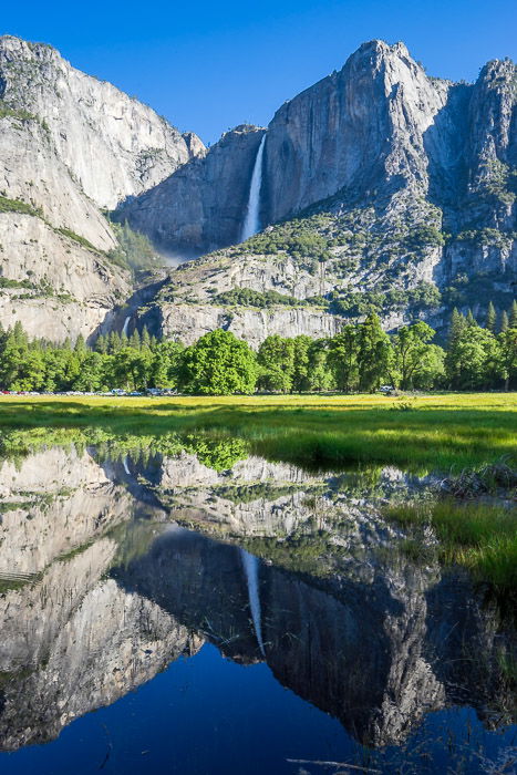 Beautiful rocky mountain landscape reflected in a lake below. Landscape photography composition