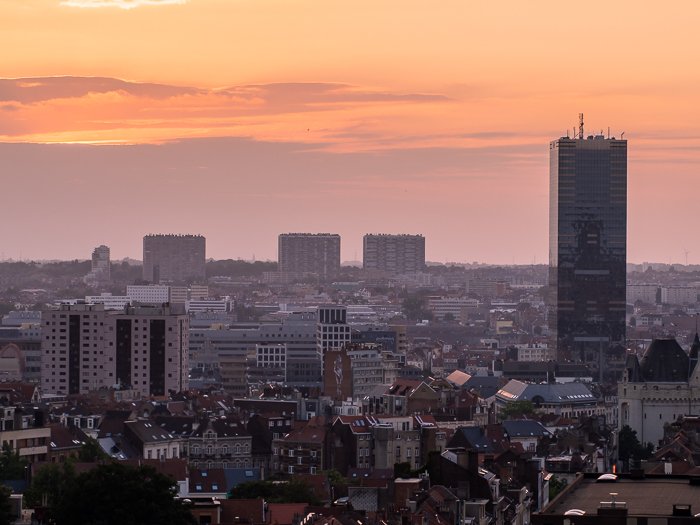 Brussels cityscape and skyline taken at sunset. Urban photography