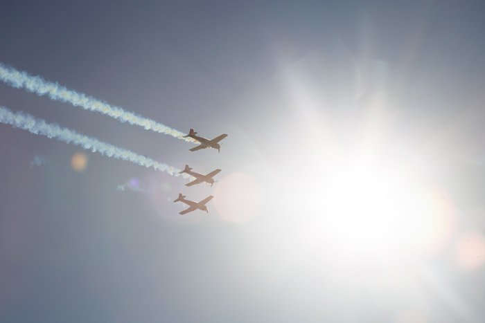 Three airplanes flying - airshow photography