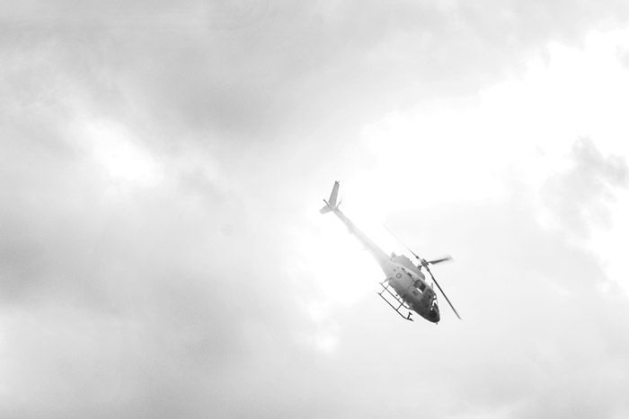 Black and white aviation photography of a helicopter mid flight - airshow photography