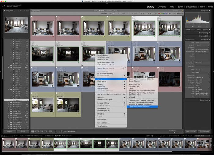 Lightroom interface of importing interior photography