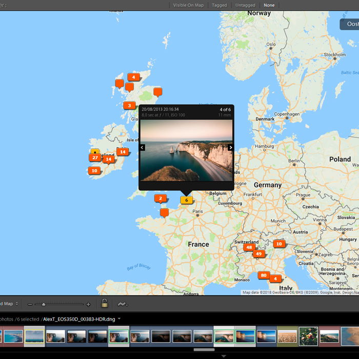 Screenshot of Lightroom map module