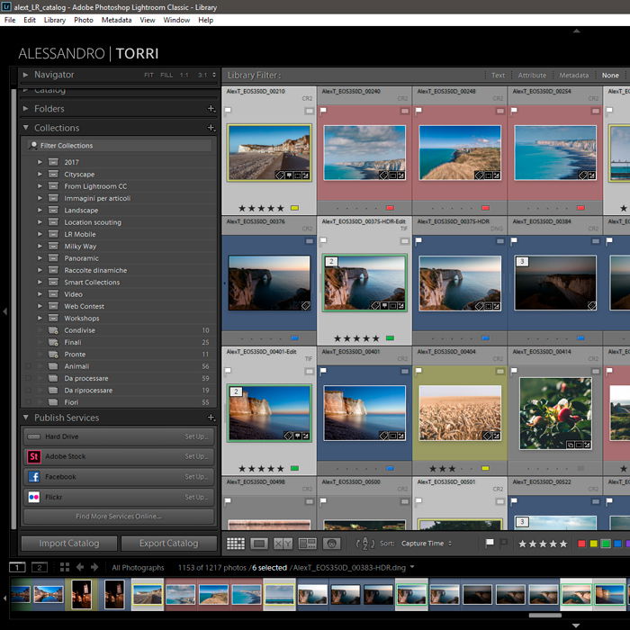 Screenshot of Lightroom default publish services