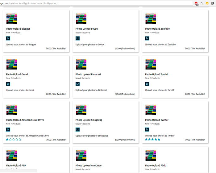 Screenshot of Publish Services you can find on Adobe website