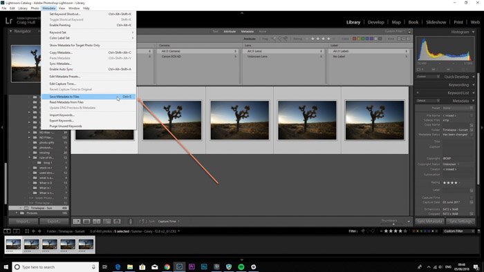 Lightroom screenshot of editing images on <a href=