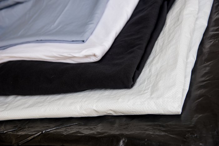 Photo of the material needed to set up a natural light outdoor portrait photography studio. 