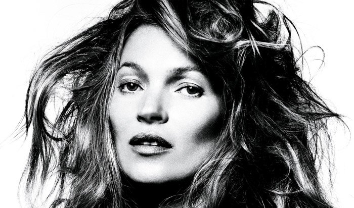 David Bailey black and white portrait of Kate Moss