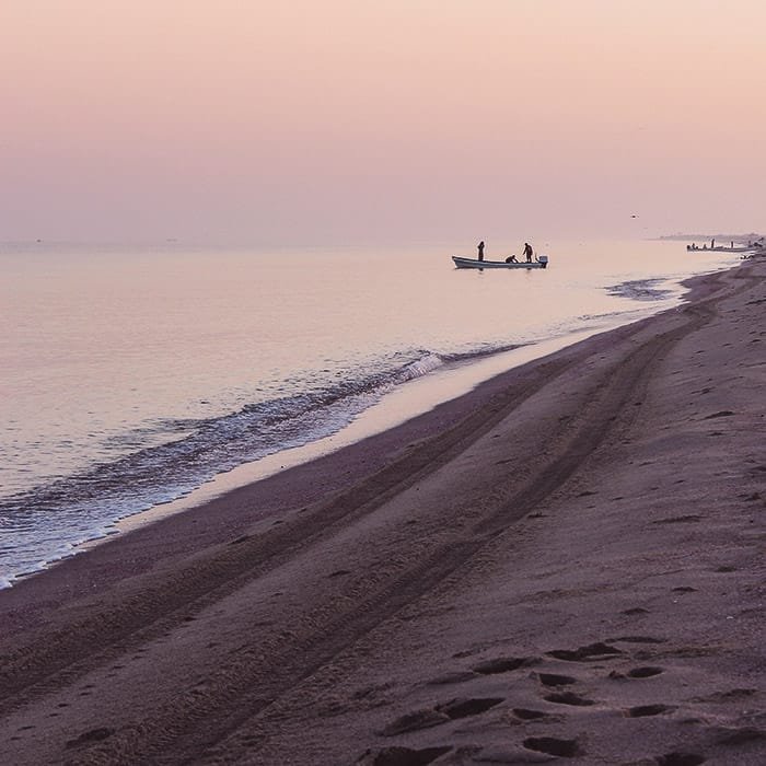 Serene evening beach photo using 1:1 aspect ratio photography