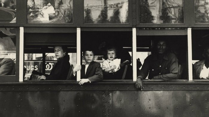 Passengers on a bus by Robert Frank