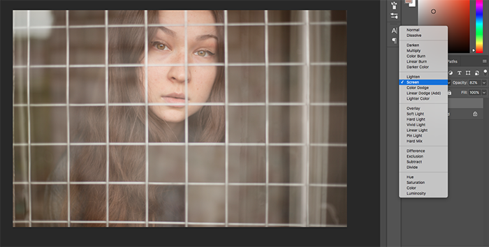 A screenshot of editing the fence cut-out portrait of a girl