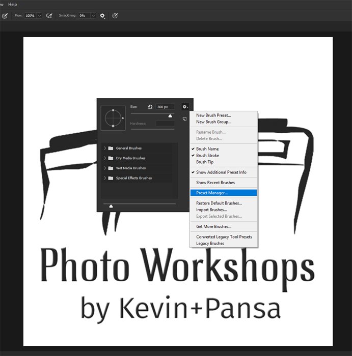 Screenshot of how to make a watermark brush in Photoshop
