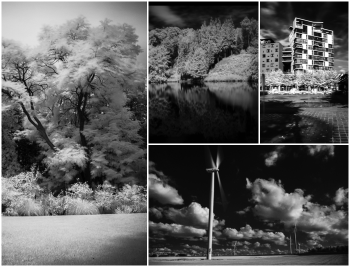 A grid showing different infrared landscape photography shots