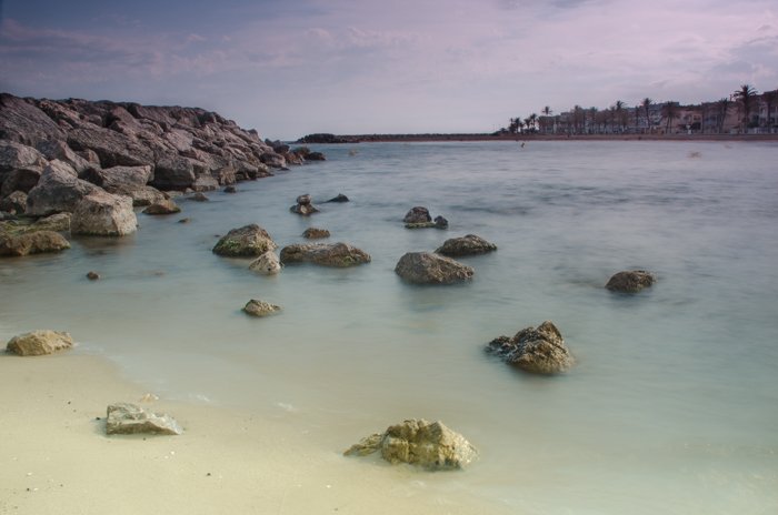 A serene beach landscape photography shot 