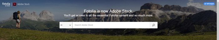 Screenshot of Fotolia homepage