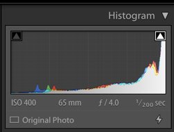 screenshot of a color photography histogram