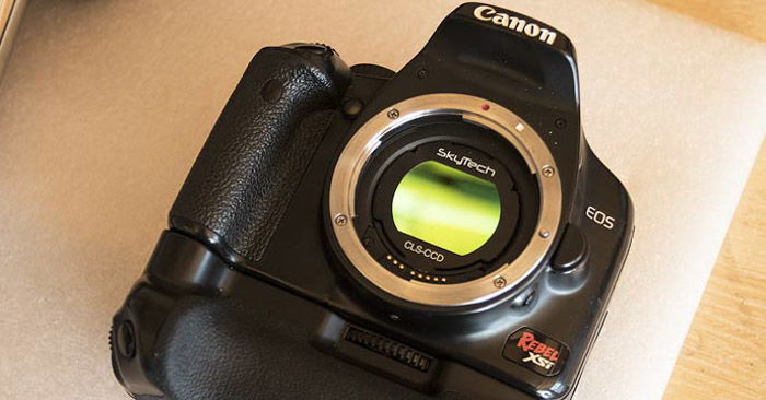 An overhead shot of a Canon Rebel Camera