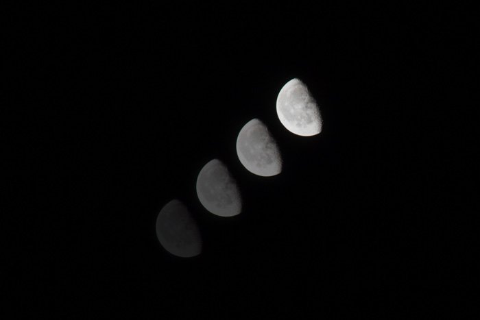 Cool time lapse astrophotography of the moon's movement across the nights sky
