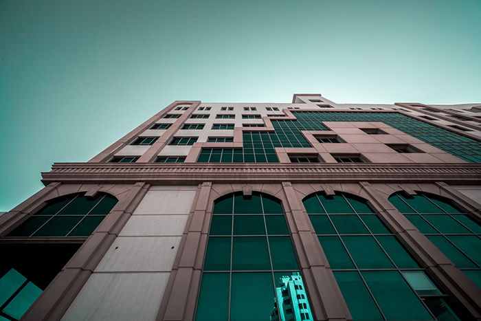 A fine art photography shot of an architecturally interesting building from an interesting angle