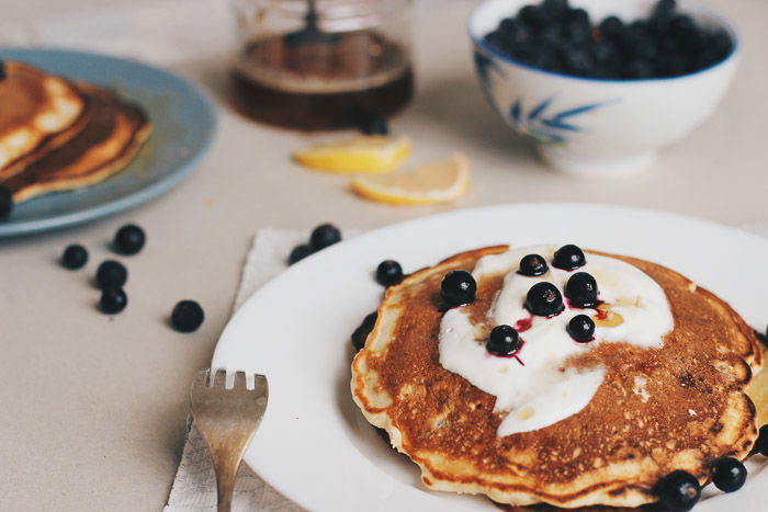 Delicious blueberry pancake photo shoot for food blogging