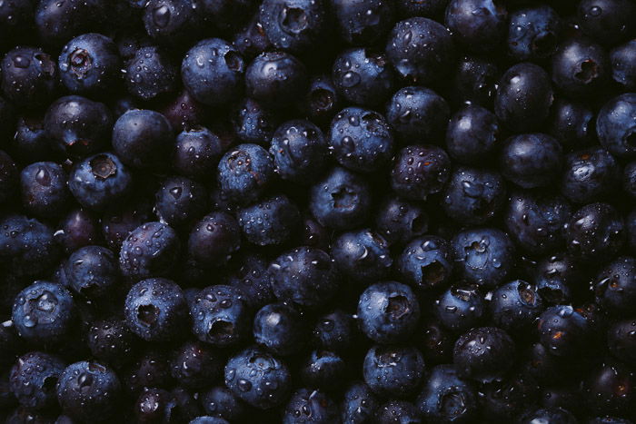 Close up shot of fresh blueberries 