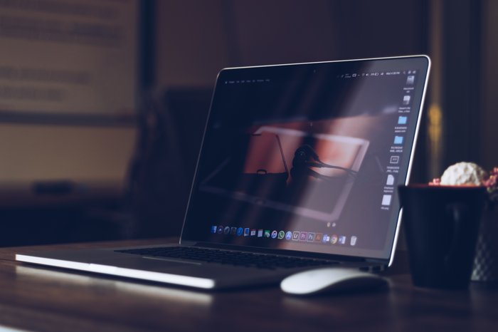 Open laptop on a desk 