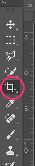A close up of the crop tool on Photoshop