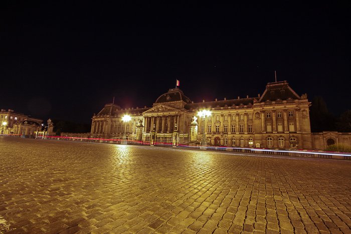 The Palais Royale in Brussels at night