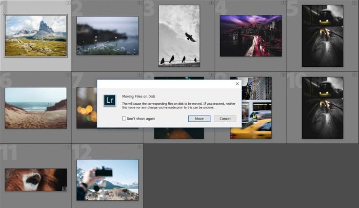 A screenshot showing file structure & organization during Lightroom workflow