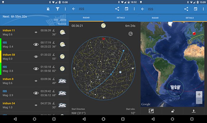 A screenshot of 'ISS Detector' Best Landscape Apps for milky way notifications