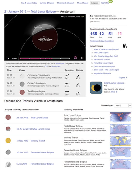 A screenshot of 'Time and Date' landscape Apps for Any Eclipse