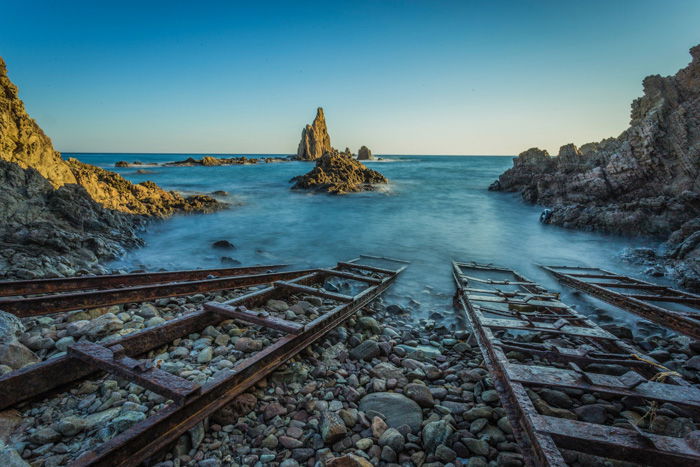 A stunning seascape shot on a clear blue day