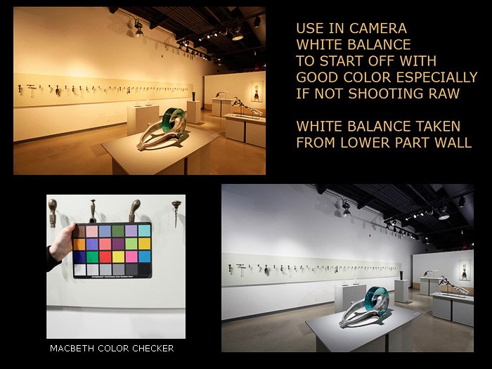 A collection of images showing a color checker and the before and after images using Custom White Balance