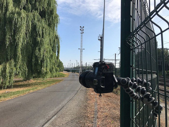 a Sony RX10 safely fixed on a fence with a Gorillapod SLR Zoom 