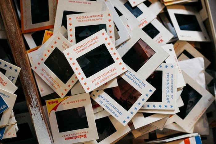 A pile of many kodachrome negatives - using film for street photography 