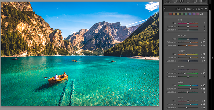 A screenshot showing how to add Lightroom presets on a landscape image