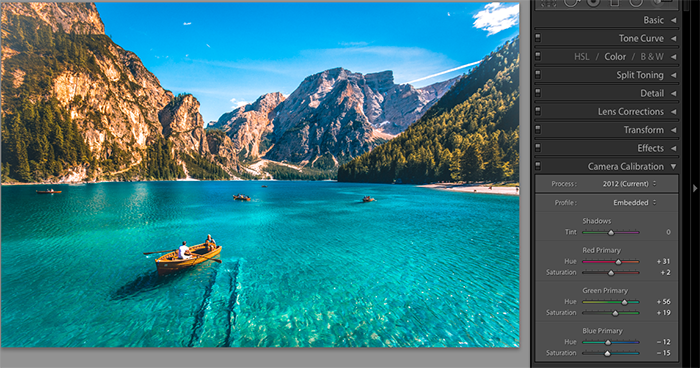 A screenshot showing how to save Lightroom presets - camera calibration