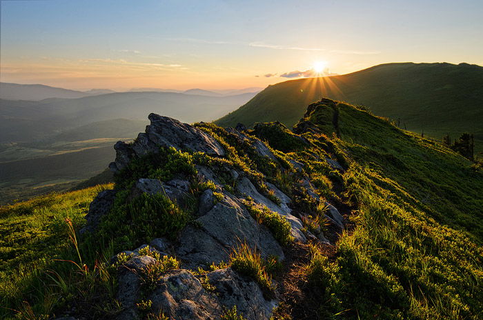 A stunning mountainous landscape shot using backlighting