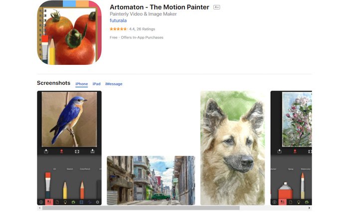 A screenshot of Artomaton app e to turn photos into sketches