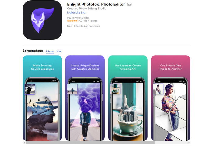 A screenshot of Enlight Photofox editing app to convert pictures to drawings