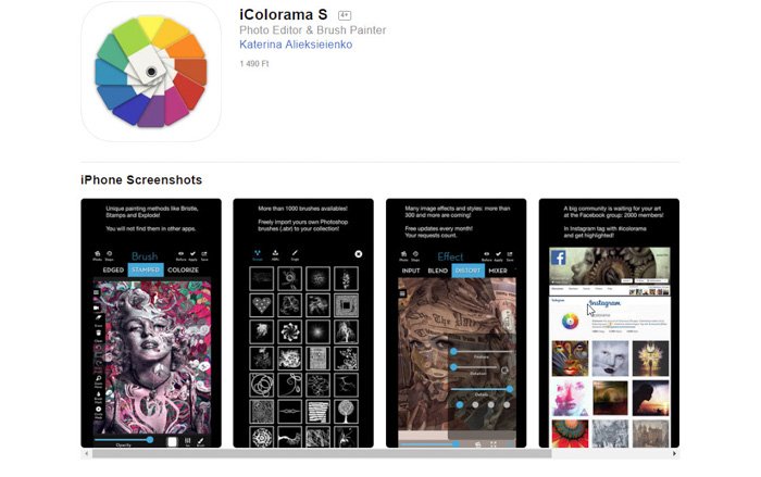 A screenshot of iColorama app for turning photos into drawings or sketches