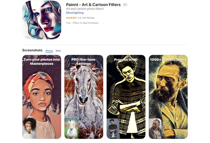 A screenshot of Painnt drawing app homepage