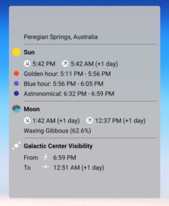 A screenshot of widgets interface in the photopills app 