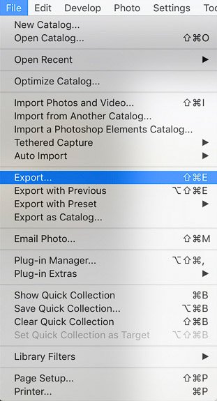 screenshot of exporting photos on Lightroom product photography editing tips