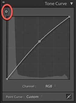 screenshot of adjusting the tone curve of an image on Lightroom for product photography editing