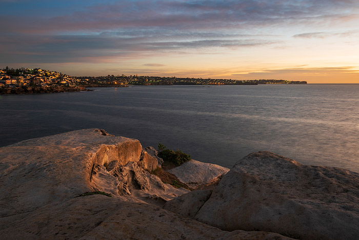 A beautiful serene coastal seascape shot in natural light before sunrise