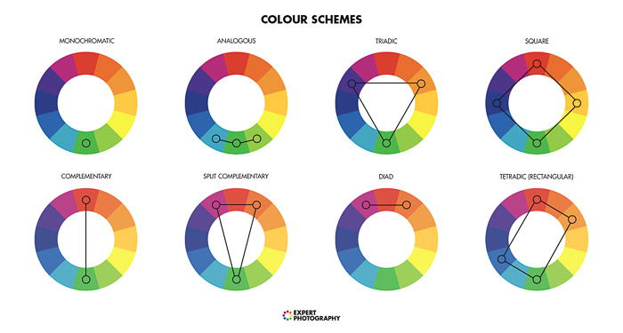 A diagram explaining color theory for contrast photography